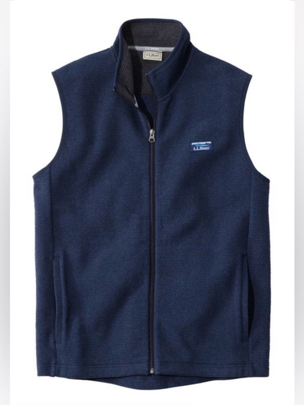 L.L. Bean Men's Lakewashed Double-Knit Vest Navy Blue Size Medium Regular